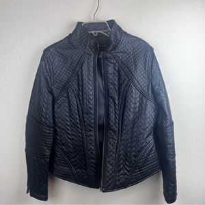 Moda International Quilted Moto Leather Jacket In… - image 1